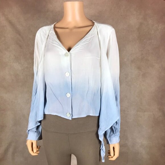 Dip-Dye Wrap Front Long Sleeve Top NEW 1X - Picture 9 of 11